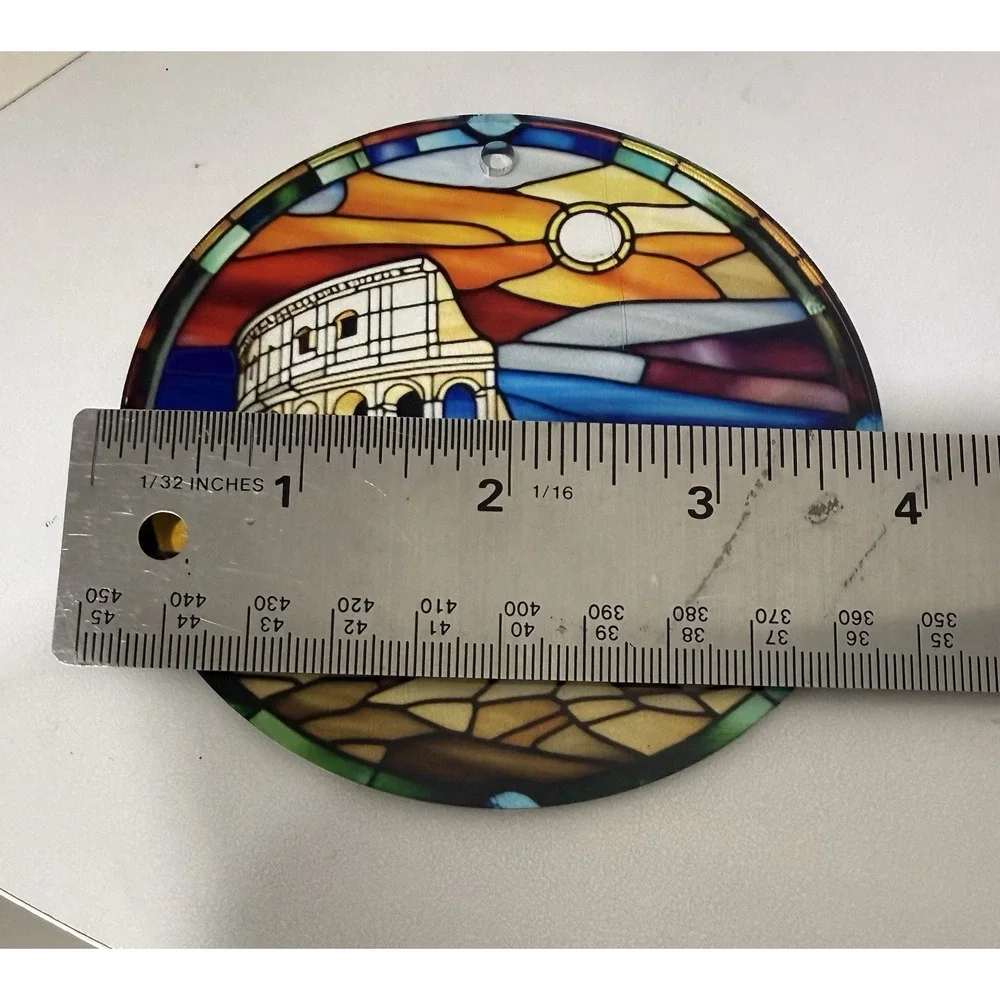 NEW Italy Rome Colosseum Stained Glass Look Handmade Christmas Ornament